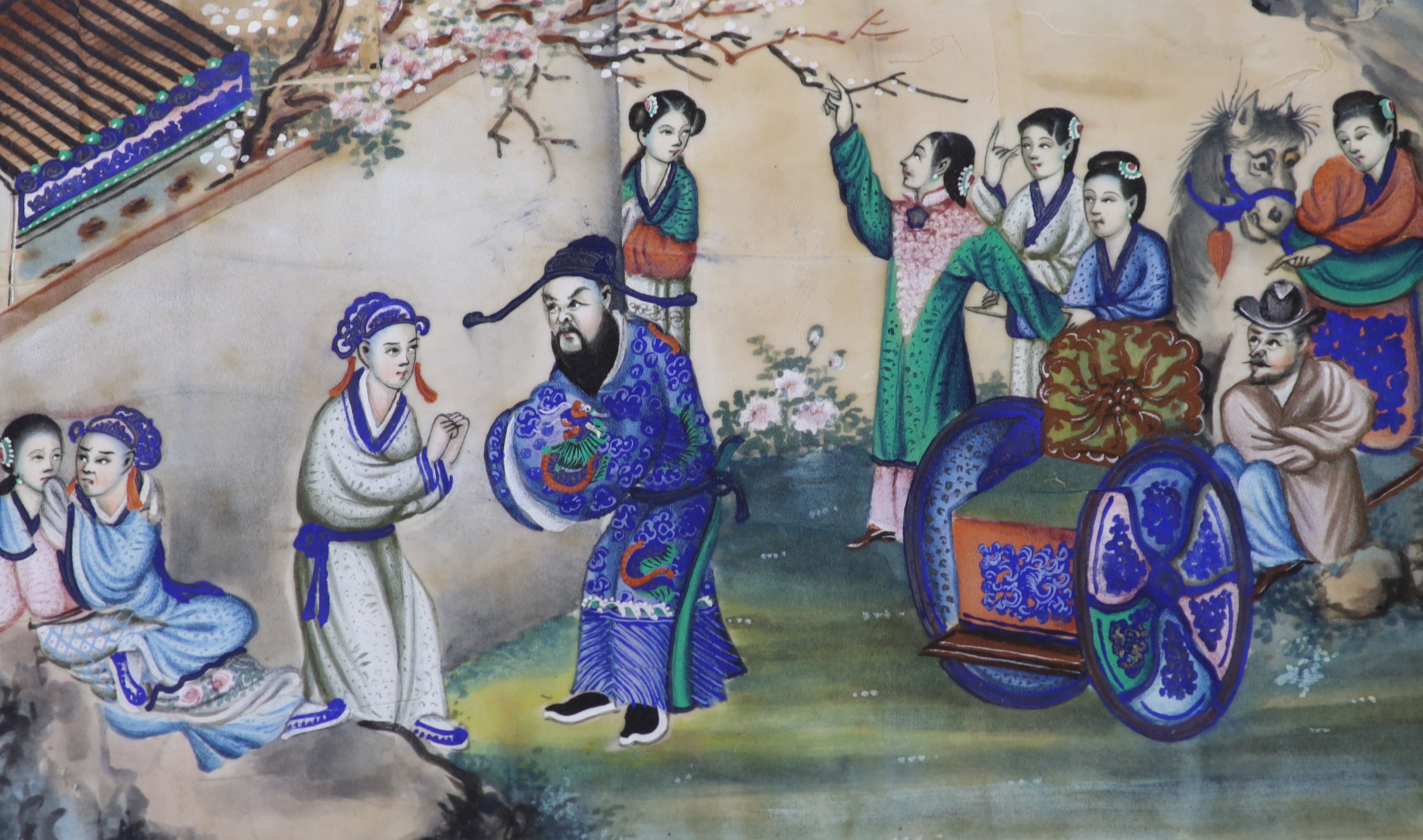 Two 19th century Cantonese gouache on pith paper paintings 17x28cm